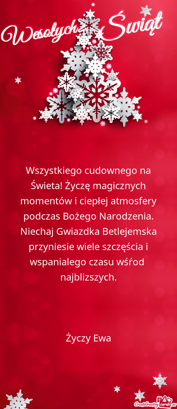Wszystkiego cudownego na Świeta! Życzę magicznych momentów i ciepłej atmosfery podczas Bożego