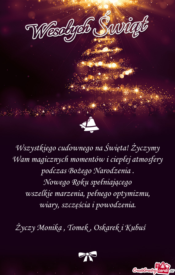 Wszystkiego cudownego na Święta! Życzymy Wam magicznych momentów i ciepłej atmosfery podczas Bo