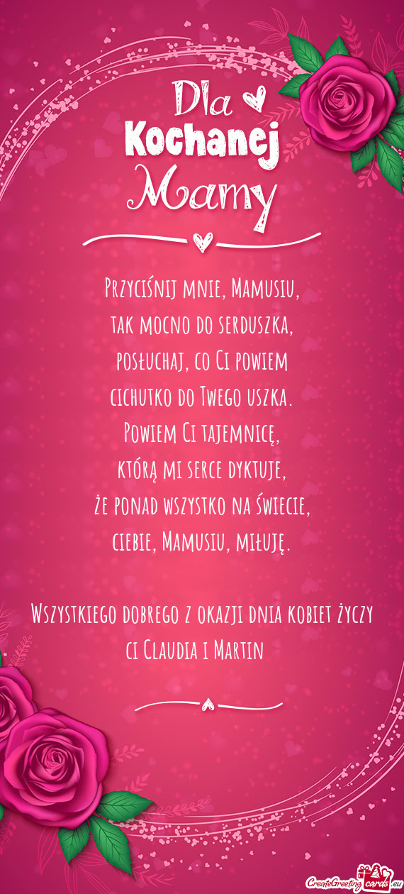 Wszystkiego dobrego z okazji dnia kobiet ci Claudia i Martin 😘