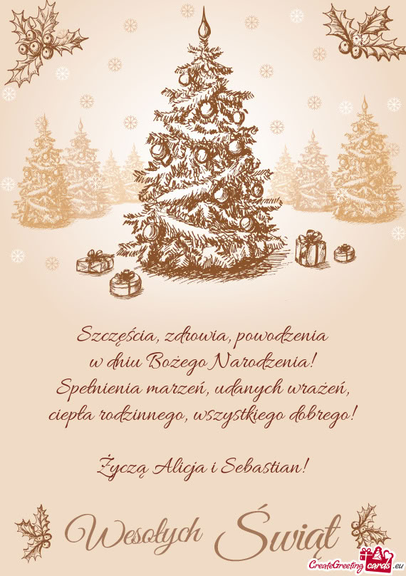 Wszystkiego dobrego! Życzą Alicja i Sebastian