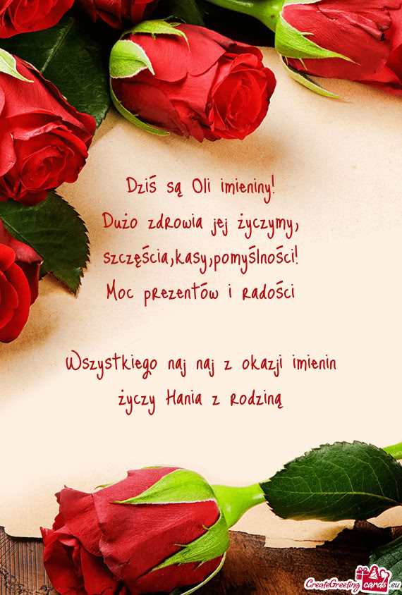 Wszystkiego naj naj z okazji imienin Hania z rodziną