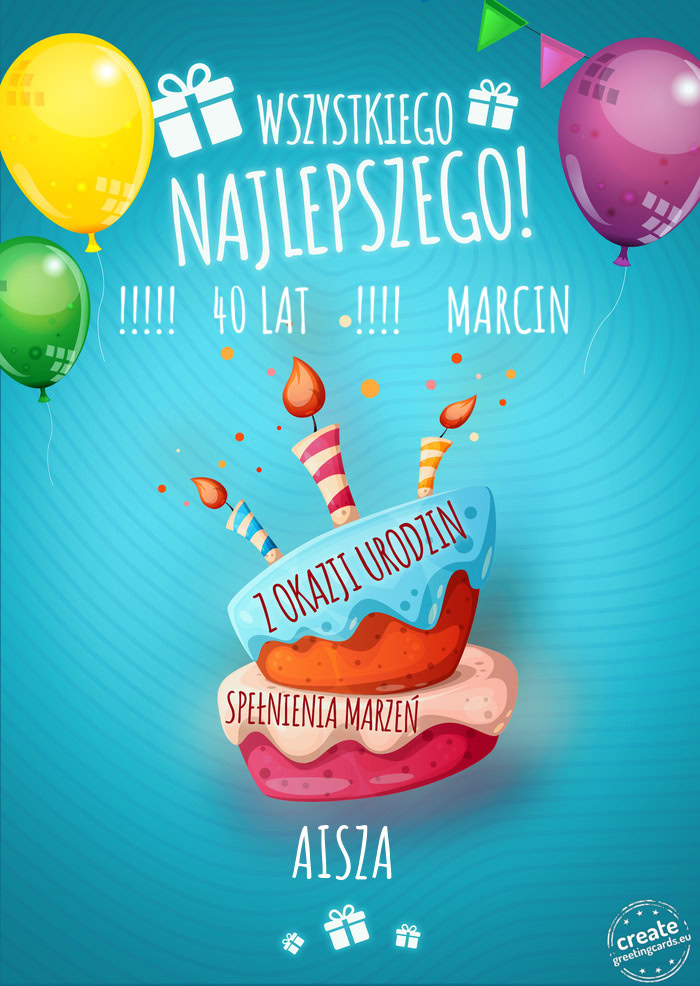 Wszystkiego najlepszego !!!!! 40 LAT !!!! MARCIN z okazji urodzin AISZA