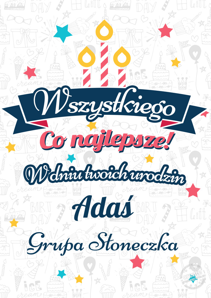 Wszystkiego najlepszego Adaś z okazji urodzin Grupa Słoneczka