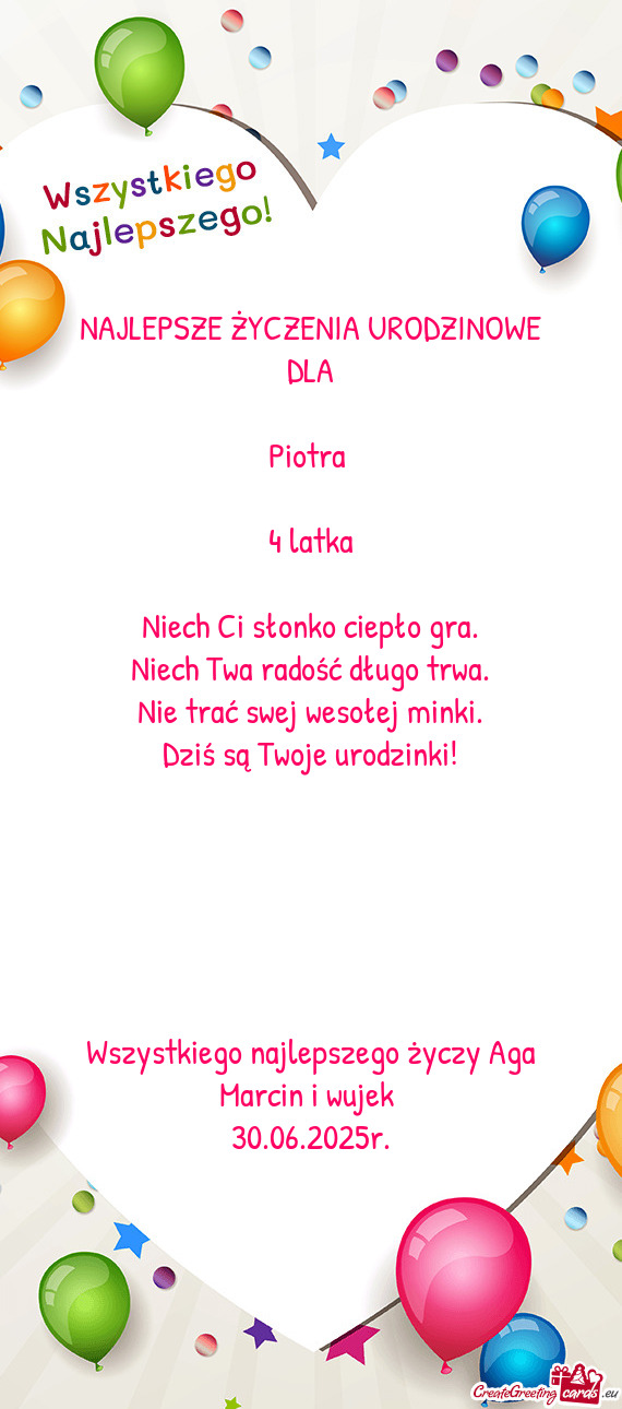 Wszystkiego najlepszego Aga Marcin i wujek🙂