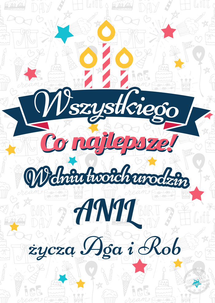 Wszystkiego najlepszego ANIL z okazji urodzin życzą Aga i Rob