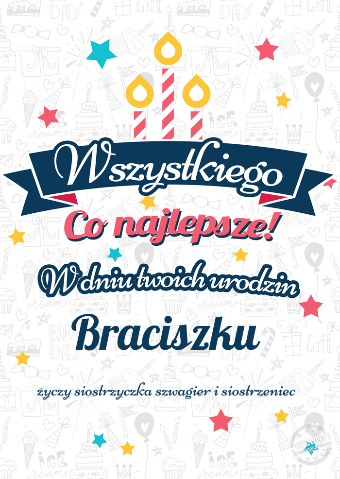 Wszystkiego najlepszego Braciszku z okazji urodzin siostrzyczka szwagier i siostrzeniec