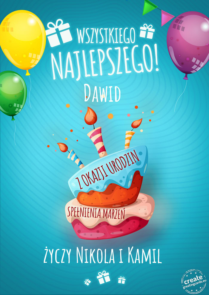 Wszystkiego najlepszego Dawid z okazji urodzin Nikola i Kamil