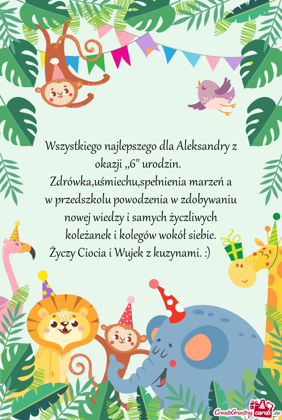 Wszystkiego najlepszego dla Aleksandry z okazji ,,6'' urodzin.🎂