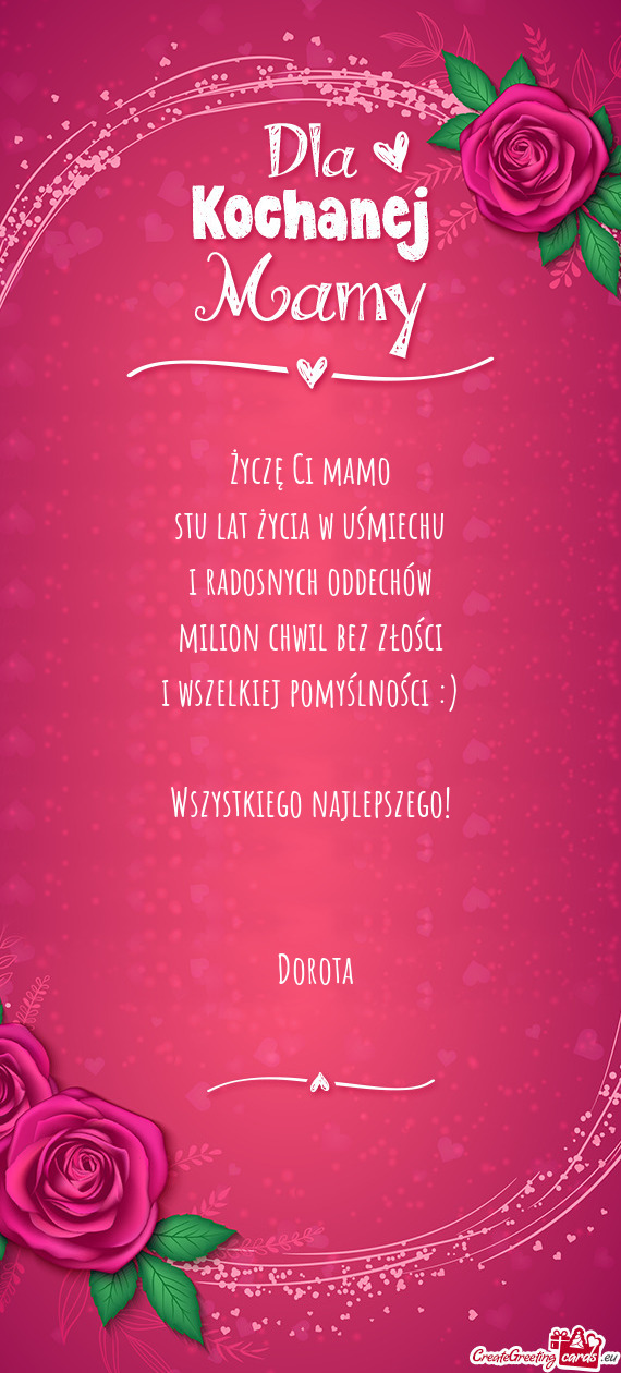 ) Wszystkiego najlepszego!   Dorota ❤️