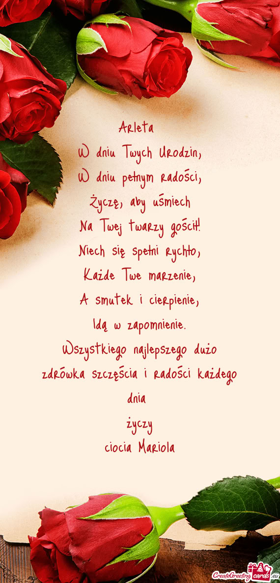 Wszystkiego najlepszego dużo zdrówka szczęścia i radości każdego dnia