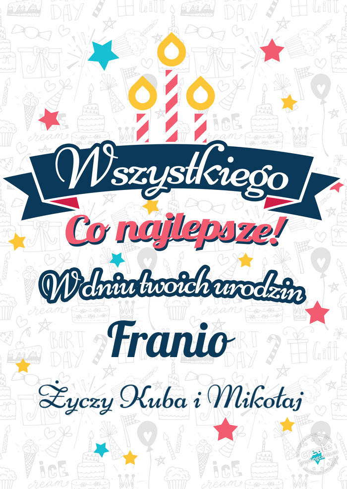 Wszystkiego najlepszego Franio z okazji urodzin Kuba i Mikołaj