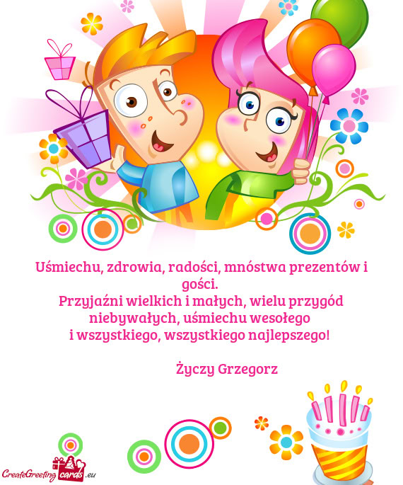 Wszystkiego najlepszego!      Grzegorz