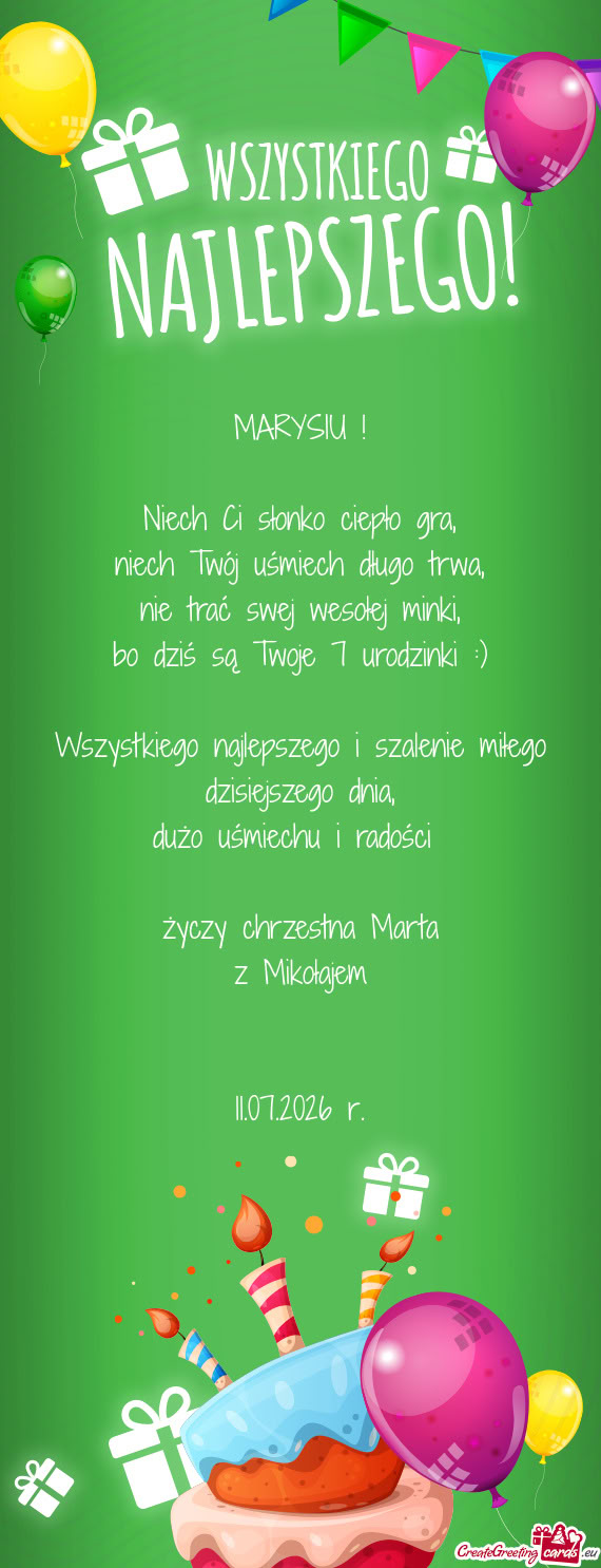 Wszystkiego najlepszego i szalenie miłego dzisiejszego dnia