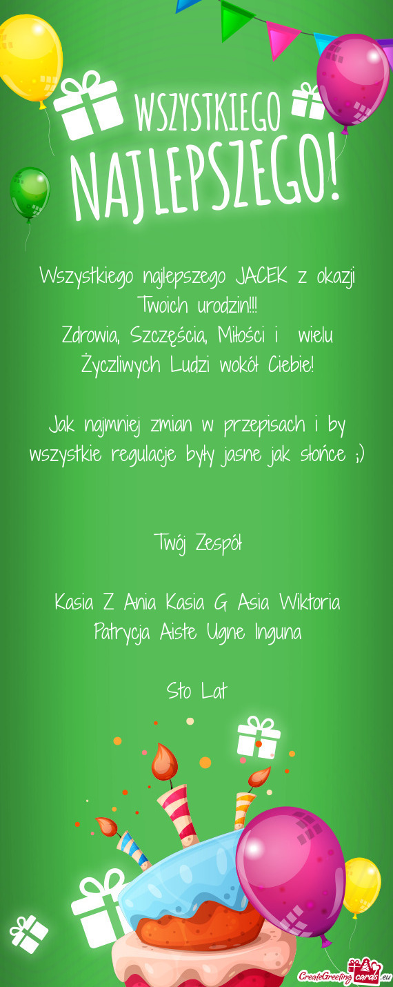 Wszystkiego najlepszego JACEK z okazji Twoich urodzin