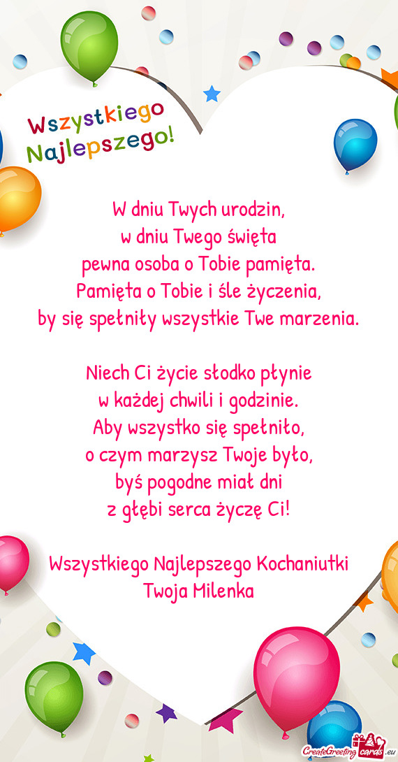 Wszystkiego Najlepszego Kochaniutki