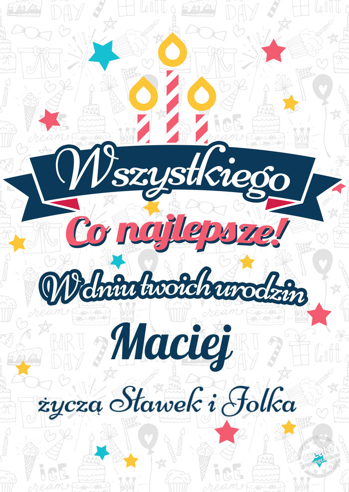 Wszystkiego najlepszego Maciej z okazji urodzin życzą Sławek i Jolka