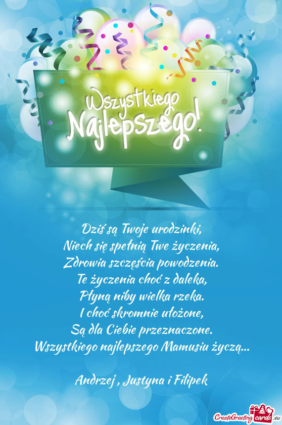 Wszystkiego najlepszego Mamusiu życzą