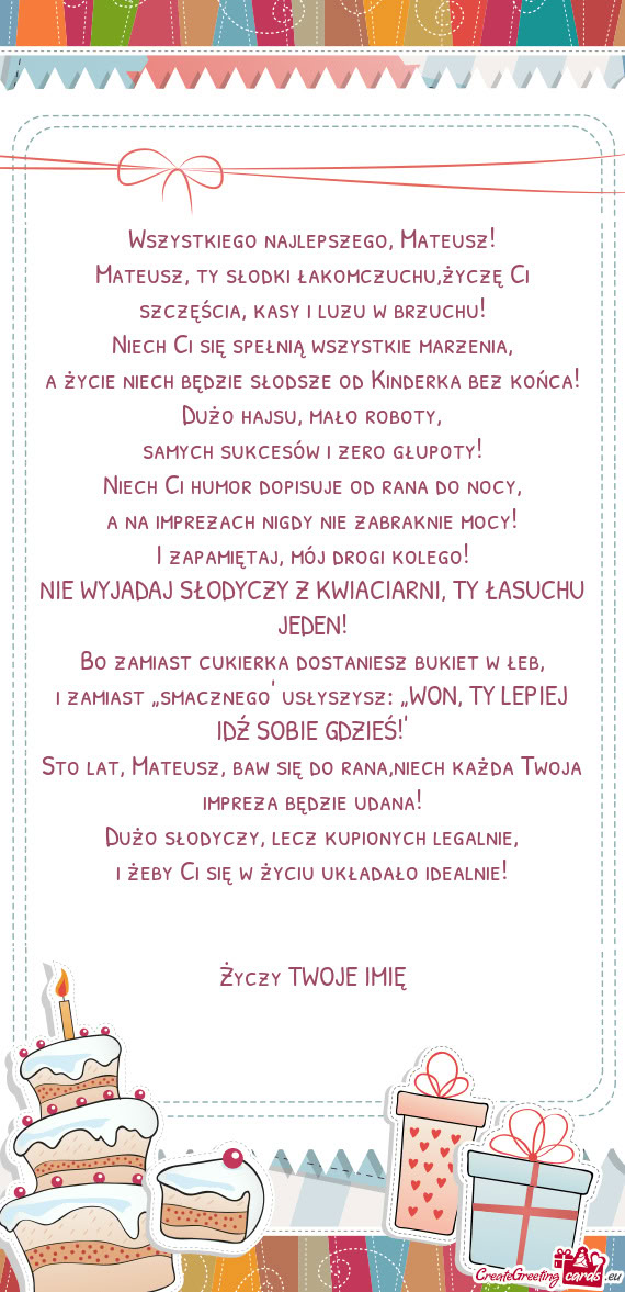 Wszystkiego najlepszego, Mateusz