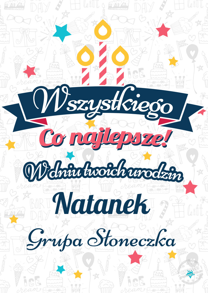 Wszystkiego najlepszego Natanek z okazji urodzin Grupa Słoneczka