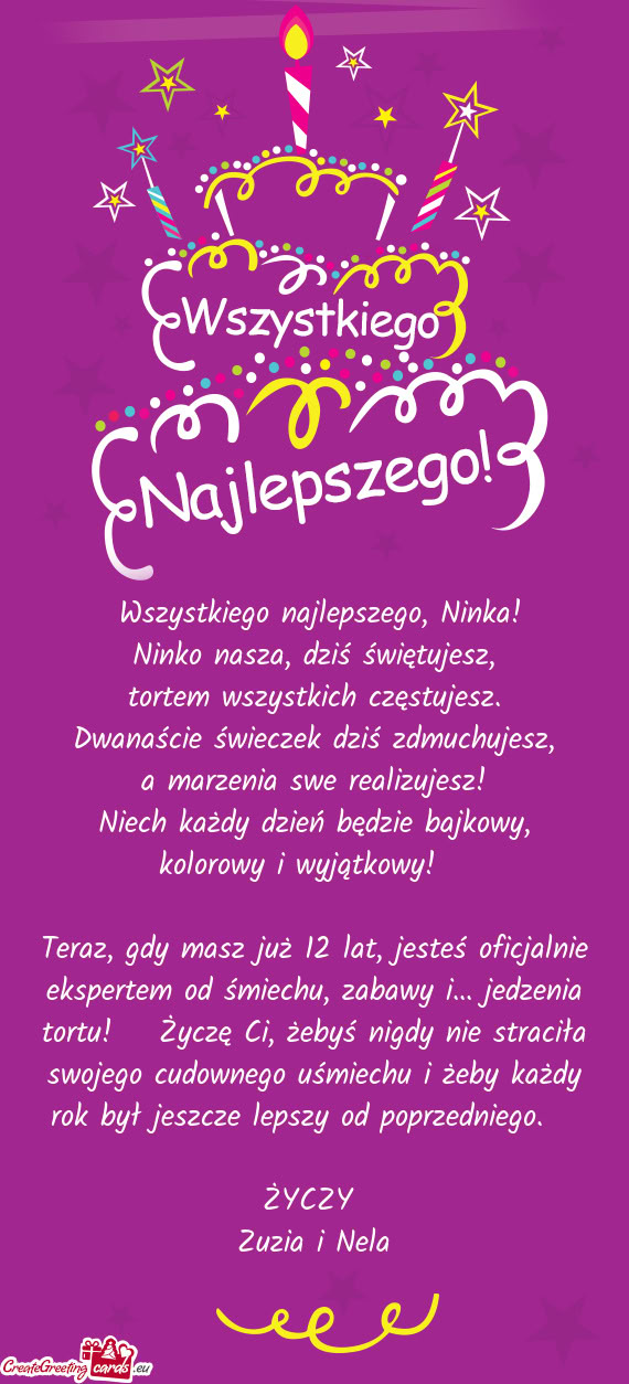 🎉🥳 Wszystkiego najlepszego, Ninka!🥳🎉