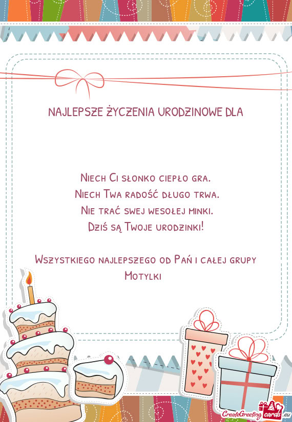 Wszystkiego najlepszego od Pań i całej grupy Motylki 🙂