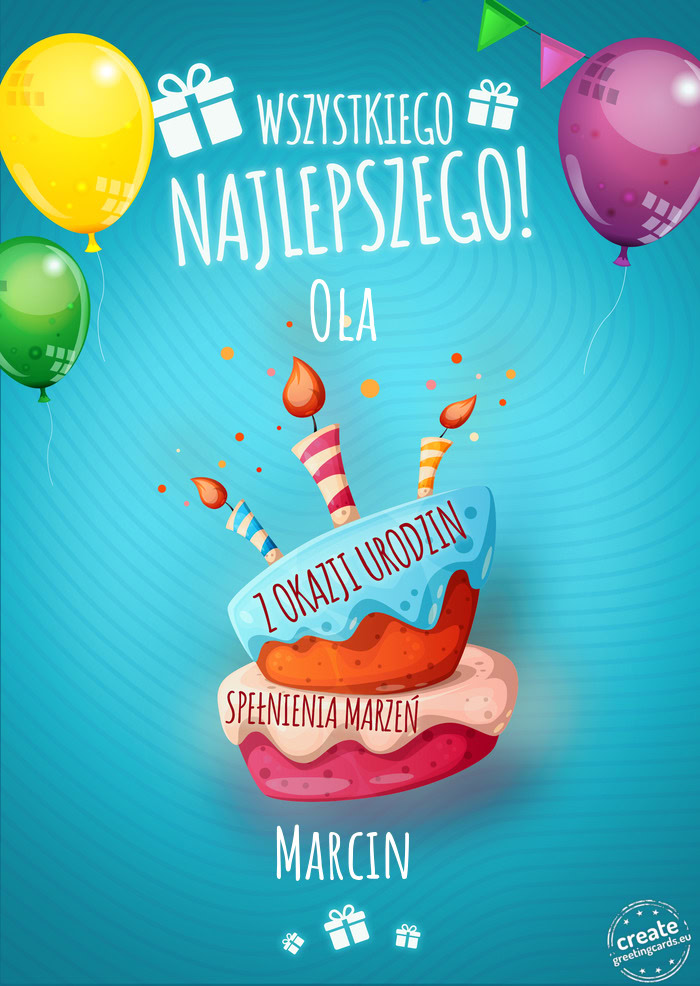Wszystkiego najlepszego Ola z okazji urodzin Marcin