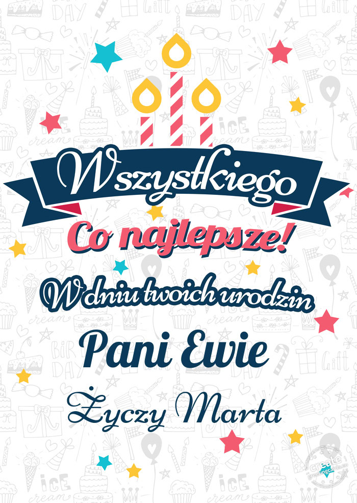Wszystkiego najlepszego Pani Ewie z okazji urodzin Marta