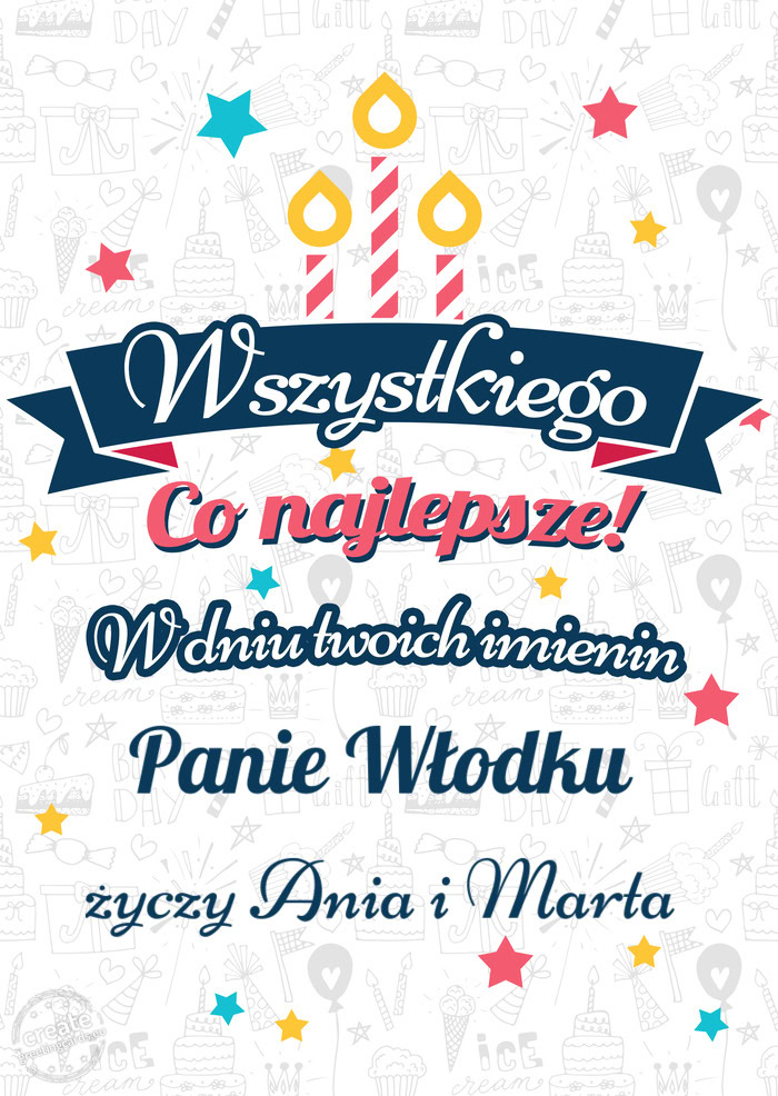 Wszystkiego najlepszego Panie Włodku z okazji imienin Ania i Marta