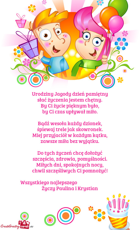 Wszystkiego najlepszego             Paulina i