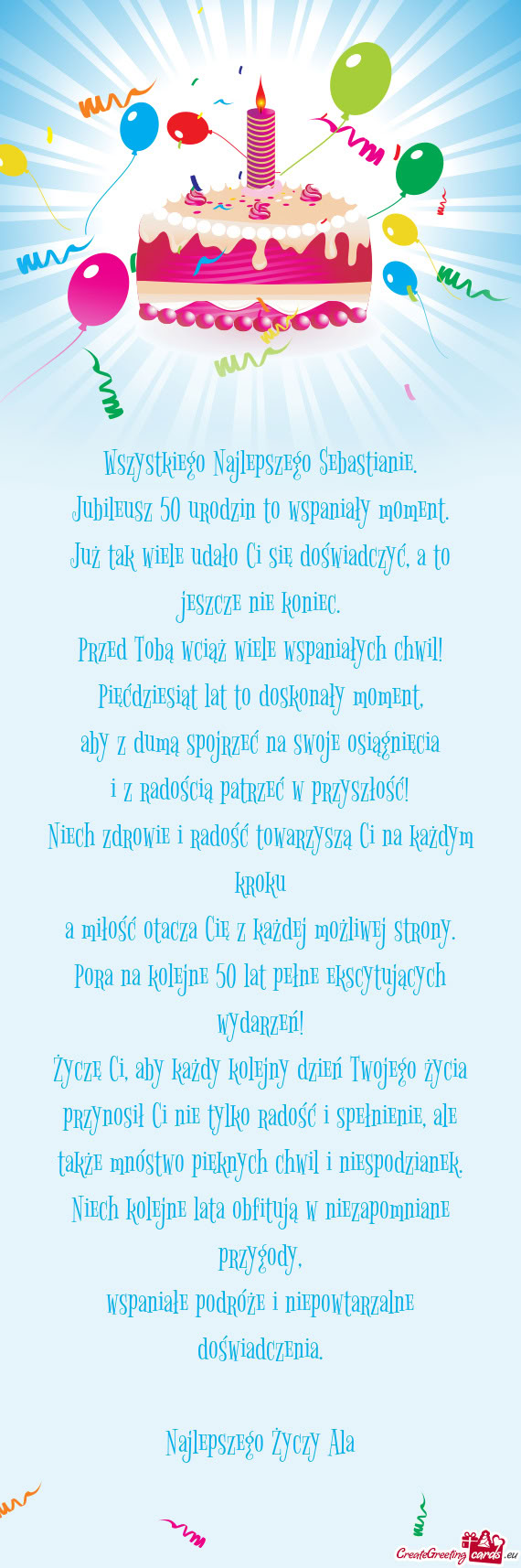 Wszystkiego Najlepszego Sebastianie