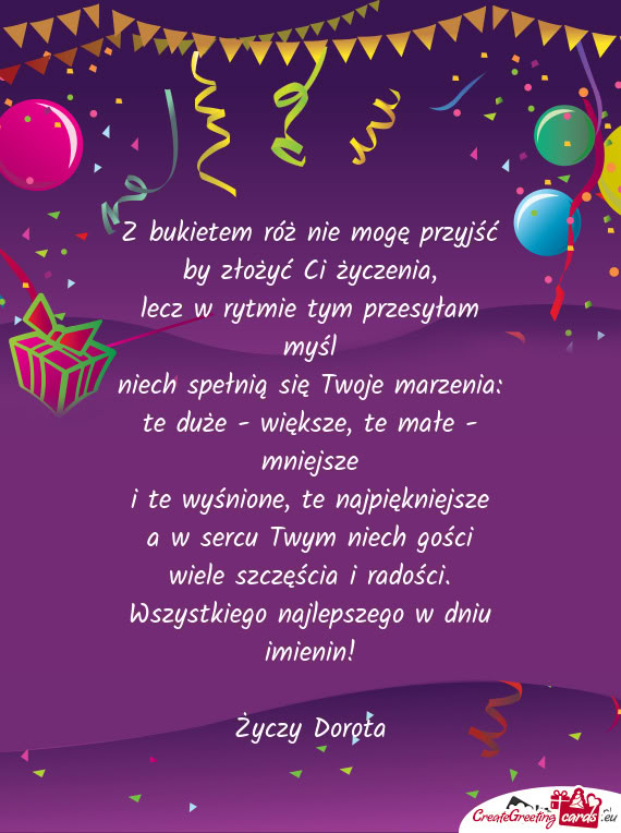 Wszystkiego najlepszego w dniu imienin! Dorota