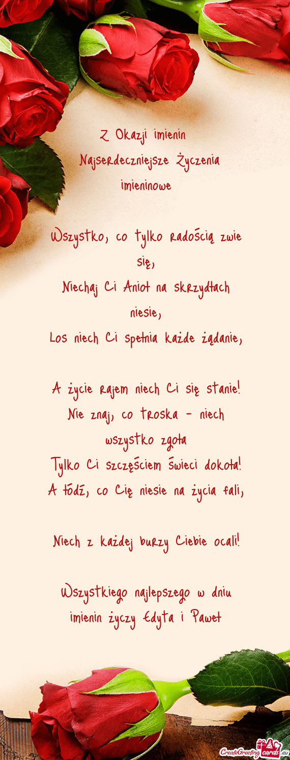 Wszystkiego najlepszego w dniu imienin Edyta i Paweł