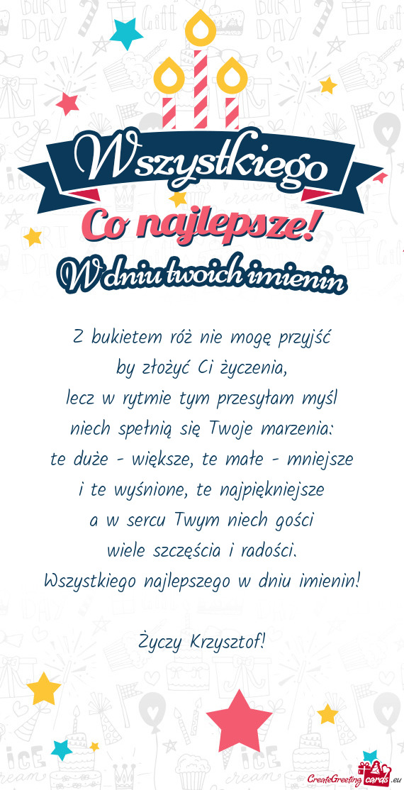 Wszystkiego najlepszego w dniu imienin! Krzysztof