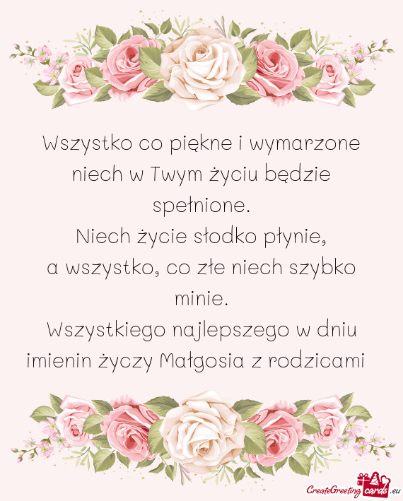 Wszystkiego najlepszego w dniu imienin Małgosia z rodzicami😀