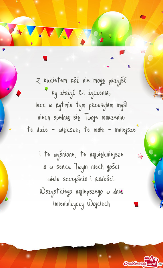 Wszystkiego najlepszego w dniu imienin!Wojciech