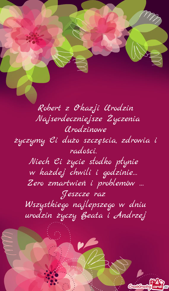 Wszystkiego najlepszego w dniu urodzin Beata i Andrzej