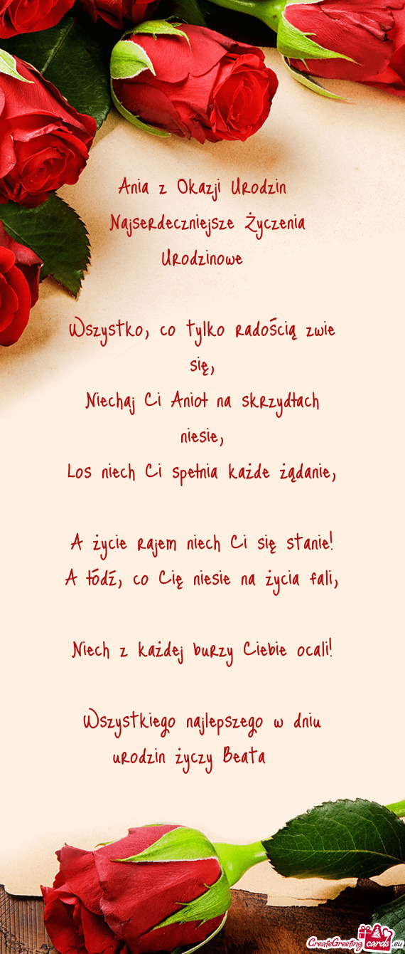 Wszystkiego najlepszego w dniu urodzin Beata 😘