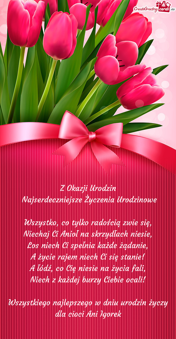 Wszystkiego najlepszego w dniu urodzin dla cioci Ani Igorek