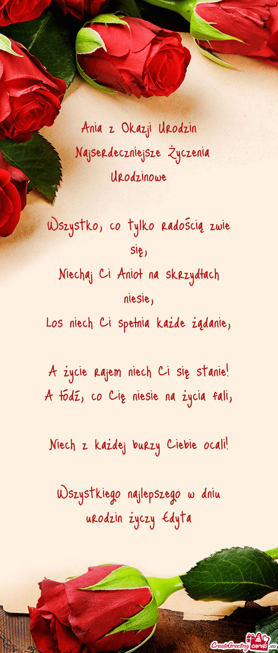 Wszystkiego najlepszego w dniu urodzin Edyta