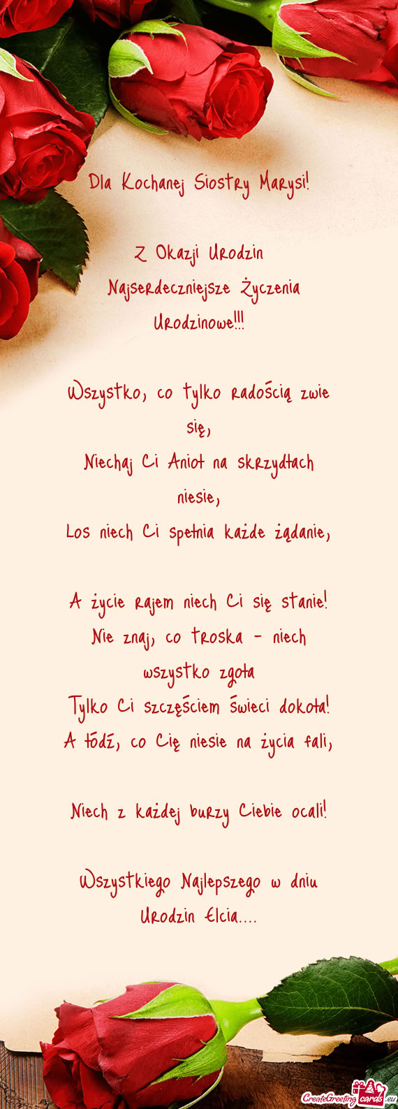 Wszystkiego Najlepszego w dniu Urodzin Elcia