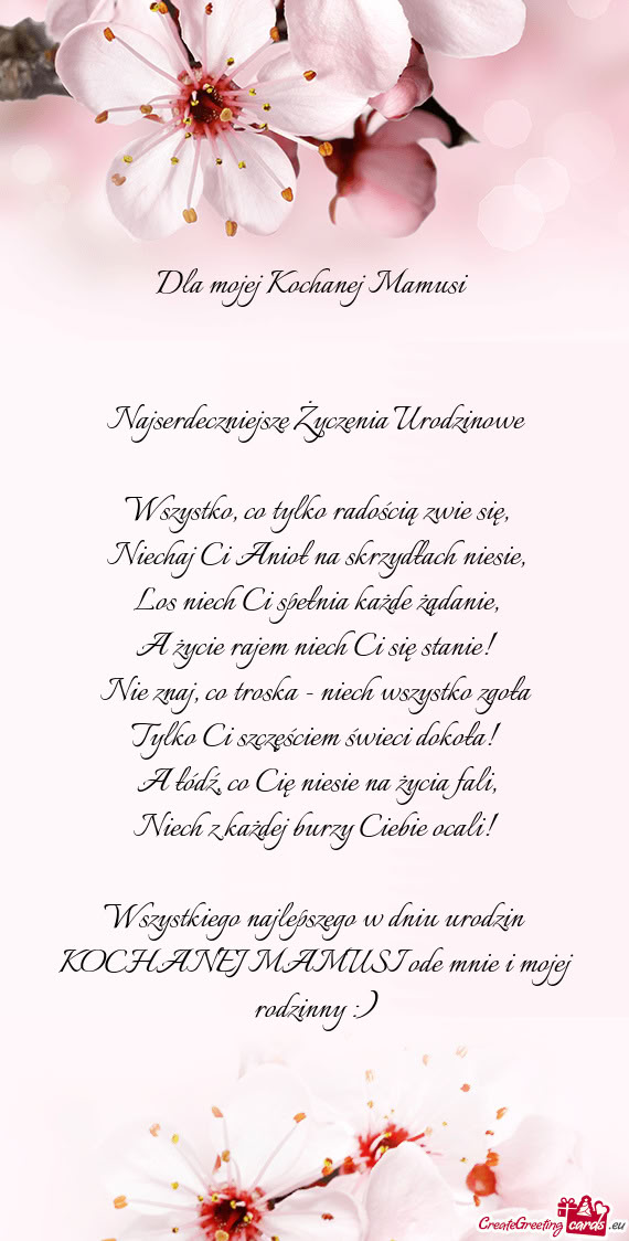 Wszystkiego najlepszego w dniu urodzin KOCHANEJ MAMUSI ode mnie i mojej rodzinny :)