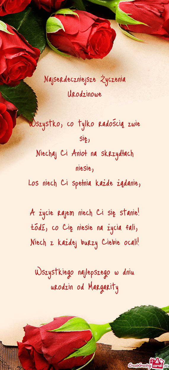 Wszystkiego najlepszego w dniu urodzin od Margarity