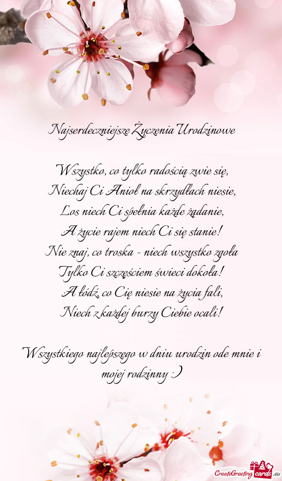Wszystkiego najlepszego w dniu urodzin ode mnie i mojej rodzinny :)