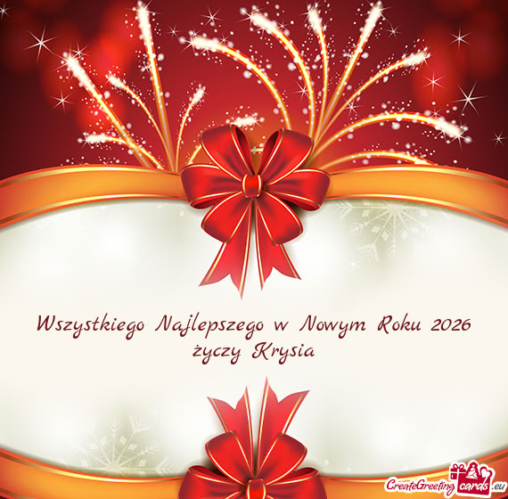 Wszystkiego Najlepszego w Nowym Roku 2026 Krysia