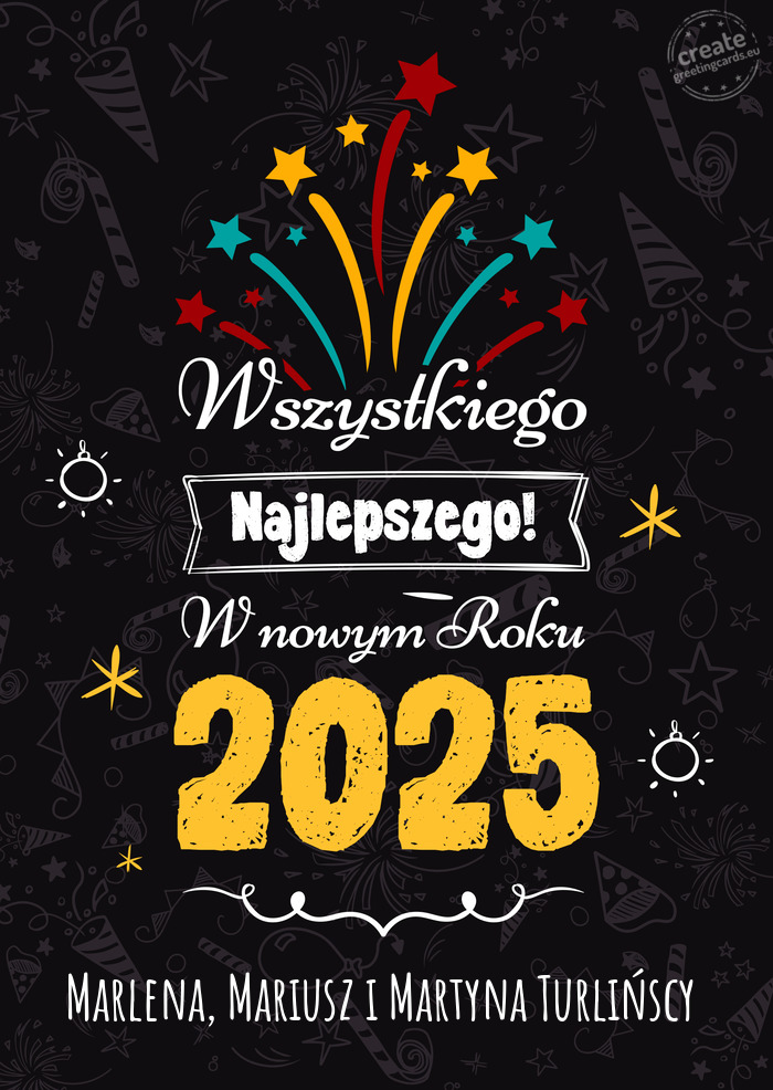 Wszystkiego najlepszego w nowym roku, Marlena, Mariusz i Martyna Turlińscy