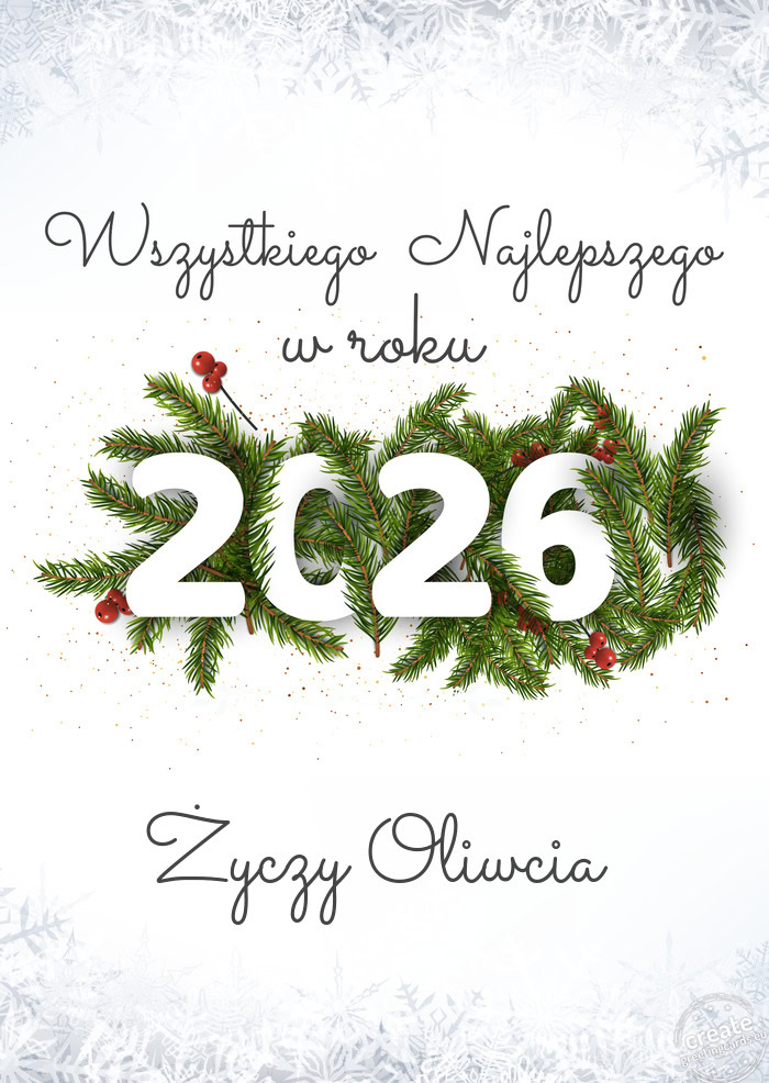 Wszystkiego najlepszego w nowym roku Oliwcia