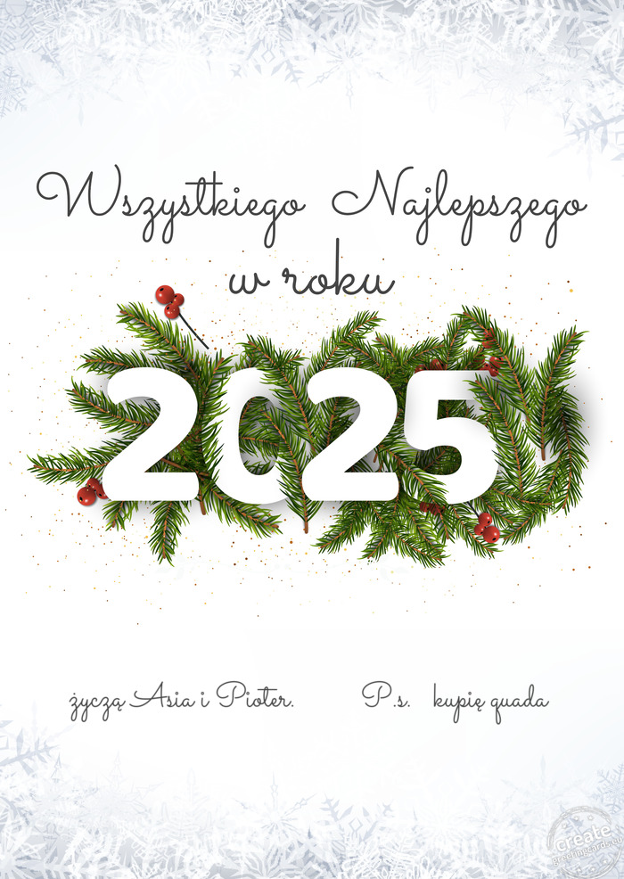 Wszystkiego najlepszego w nowym roku życzą Asia i Pioter.   P.s. kupię quada