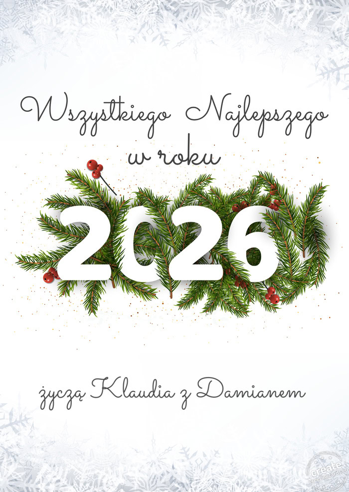 Wszystkiego najlepszego w nowym roku życzą Klaudia z Damianem