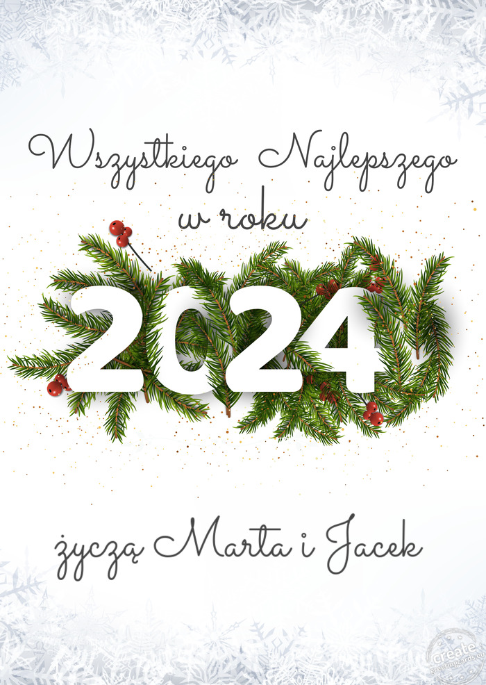 Wszystkiego najlepszego w nowym roku życzą Marta i Jacek