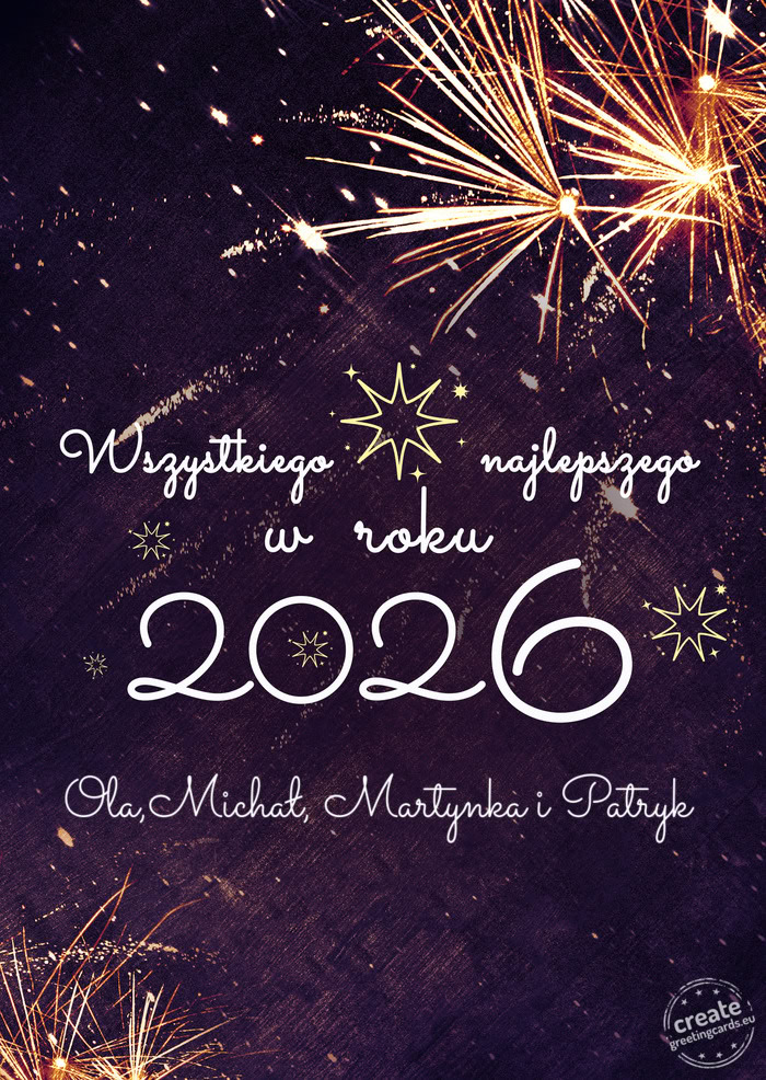 Wszystkiego najlepszego w roku Ola,Michał, Martynka i Patryk